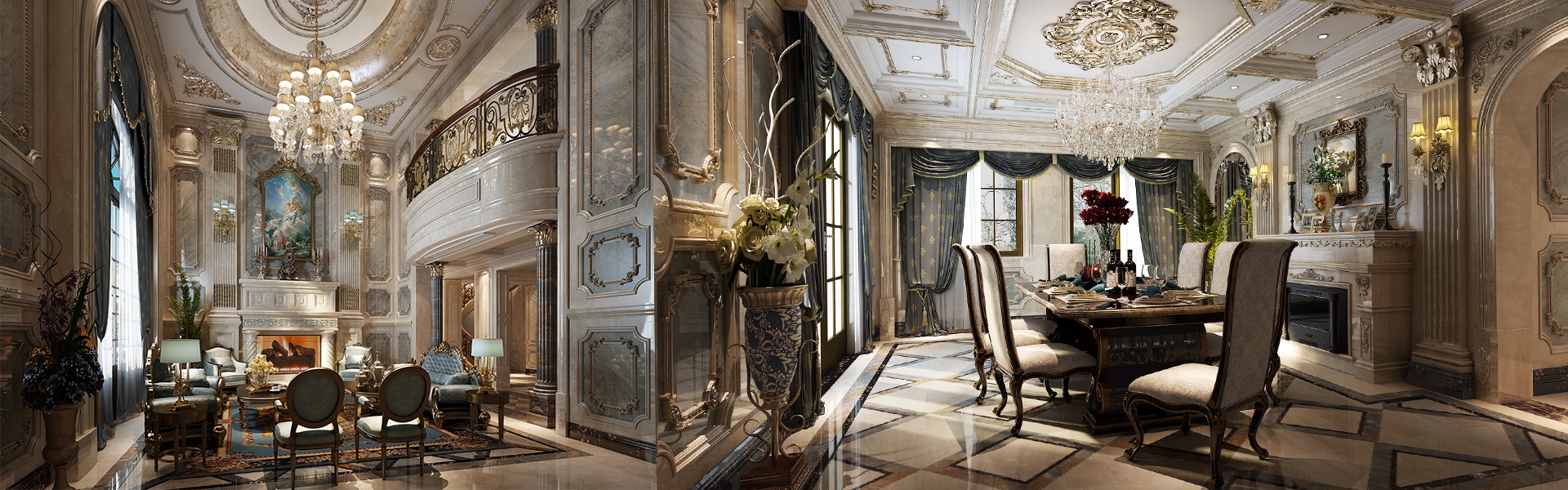 西式古典海派设计_豪华独栋别墅装修_全案设计大宅装修